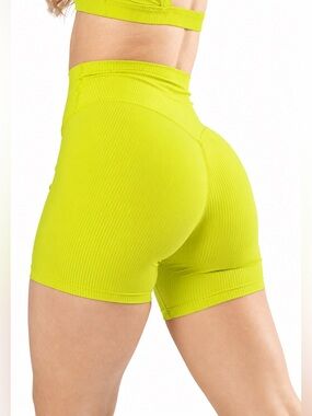 Paragon CloudRib Original High-Rise Sculptseam 5” Shorts M Neon Lemon Lime